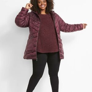 Plus Size 3x 22 24 Lane Bryant Winter Puffy Coat Puffer Purple New Womens